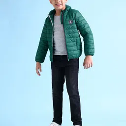 U.S. Polo Assn. Kids Boys Solid Hooded Puffer Jacket With Brand Logo Applique Detail-image-4