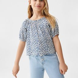 Mango Kids Girls Ditsy Floral Print Puff Sleeve Sustainable Top-picture-10