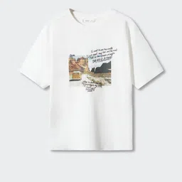Mango Kids Boys Pure Cotton Printed Drop-Shoulder Sleeves Sustainable T-shirt-image-79
