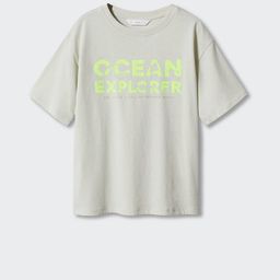 Mango Kids Boys Pure Cotton Typography Printed Drop-Shoulder Sleeves Sustainable T-shirt-picture-17