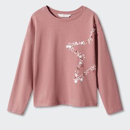 Mango Kids Girls Conversational Printed Drop-Shoulder Sleeves Pure Cotton T-shirt-picture-3