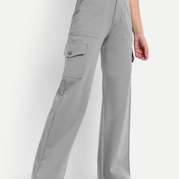 Next One Women Smart Straight Fit High-Rise Easy Wash Cargo Trousers-picture-29