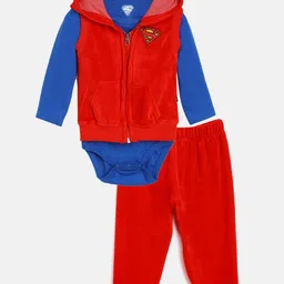 Moms Love Infant Boys Blue & Red Superman Print Cotton Clothing Set-54