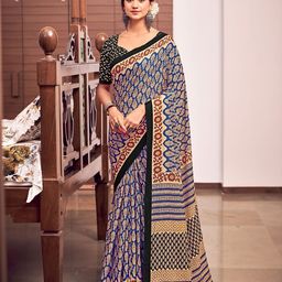 Munir Ethnic Motifs Printed Pure Cotton Bagru Saree-image-77