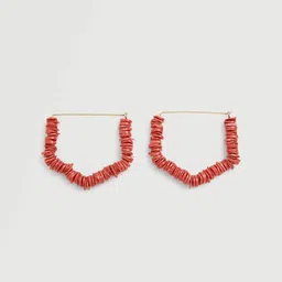 MANGO Maroon & Gold-Toned Geometric Drop Earrings-9