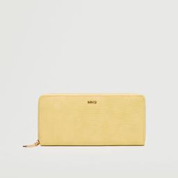 MANGO Women Yellow Snakeskin Textured Zip Around Wallet-image-33