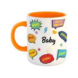 ARTBUG Orange & White Typography Printed Ceramic Glossy Mug 350 ml-44