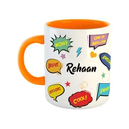 ARTBUG Orange & White Printed Ceramic Glossy Personalized Mug 350 ml-image-27