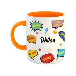 ARTBUG Orange & White Text Printed Personalised Ceramic Glossy Mug 350 ml-image-89