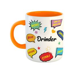 ARTBUG Orange & White Text Printed Personalised Ceramic Glossy Mug 350 ml-image-44