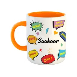 ARTBUG Orange & White Printed Ceramic Glossy Personalized Mug 350 ml-image-86
