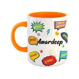 ARTBUG Orange & White Typography Printed Ceramic Glossy Mug 350 ml-34
