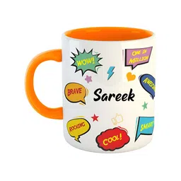ARTBUG Orange & White Printed Ceramic Glossy Personalized Mug 350 ml-image-30