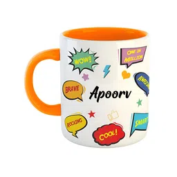 ARTBUG Orange & White Typography Printed Ceramic Glossy Mug 350 ml-25