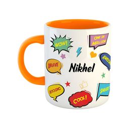 ARTBUG Orange & White Text Printed Personalised Ceramic Glossy Mug 350 ml-image-47