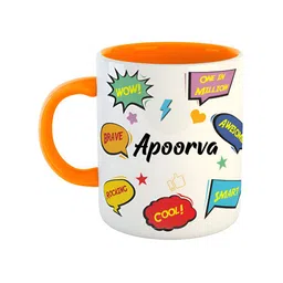 ARTBUG Orange & White Typography Printed Ceramic Glossy Mug 350 ml-27