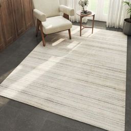 Ivory Abstract Wool and Viscose 6 ft X 9 ft Hand Woven Carpet-image-88
