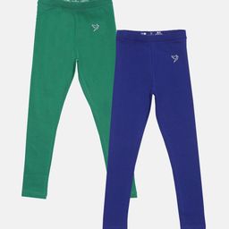 TWIN BIRDS Girls Pack Of 2  Pure Cotton Tailored-Fit  Ankle-Length Leggings-picture-39
