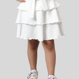 BAESD Girls  Flared Layered Knee-Length Skirt-image-14
