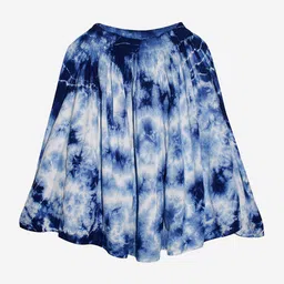 KiddoPanti Girls Blue & White Tie & Dye A-line Knee-Length Skirt-picture-7
