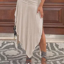 LULU & SKY High-Low A-Line Midi Skirt-image-46