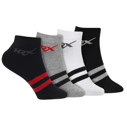 HRX by Hrithik Roshan Men Black & Grey Pack Of 4 Patterned Ankle Length Socks-33