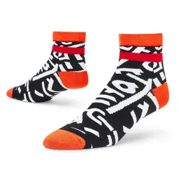 Dynamocks Black & White Patterned Ankle Length Socks-35
