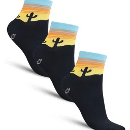 Dollar Socks Men Pack Of 3 Patterned Cotton Ankle Length Socks-32