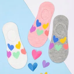 Yellow Bee Girls Pack Of 3 Patterned Cotton Shoe Liners Socks-18