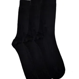 VINENZIA Men Pack Of 3 Black Solid Calf-Length Socks-23