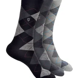 FOOTPRINTS Men Pack Of 3 Checked Odour Free Calf-Length Socks-image-20
