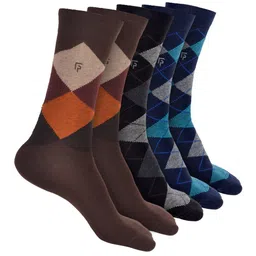 FOOTPRINTS Men Pack Of 5 Checked Odour Free Calf-Length Socks-image-5