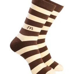 Man Arden Men Brown & Beige Striped Calf-Length Socks-35