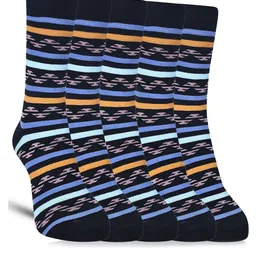 Dollar Socks Men Pack Of 5 Patterned Cotton Calf-Length Socks-12