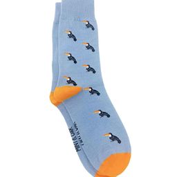 Mint & Oak Men Blue Patterned Bird Of Feather Calf-Length Socks-18