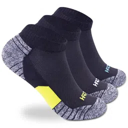 HRX by Hrithik Roshan Men Pack Of 3 Black & Blue  Patterned Cotton Ankle Length Socks-15