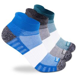 HRX by Hrithik Roshan Men Pack Of 3 Blue & Grey Patterned Cotton Ankle Length Socks-16