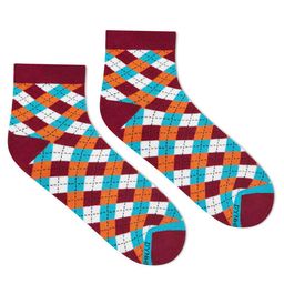 Dynamocks Unisex Maroon & White Checked Ankle-Length Socks-19