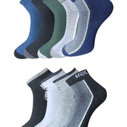 HRX by Hrithik Roshan Men Pack Of 9 Patterned Ankle Length Socks-image-125