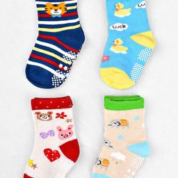 FOOTPRINTS Kids Pack Of 4 Patterned Cotton Ankle-Length Socks-68