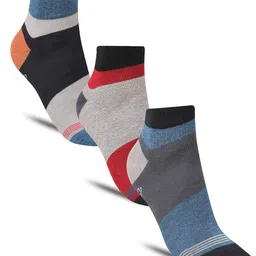 Dollar Socks Men Pack Of 3 Striped Cotton Assorted Ankle-Length Socks-1