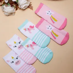 PASSION PETALS Girls Pack Of 3 Patterned Ankle Length Socks-54