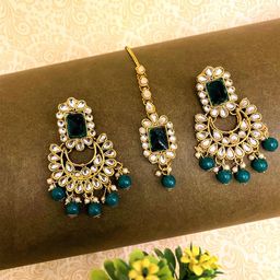 ATIBELLE Gold-Plated Kundan-Studded & Beaded Jewellery Set-image-36