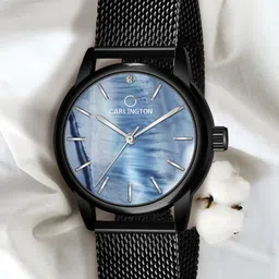 CARLINGTON Women Blue Dial & Black Strap Analogue Watch Carlington CT2010 BlackBlue-image-49