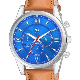 Shocknshop Men Leather Straps Analogue Chronograph Watch Watch67Blue-image-99