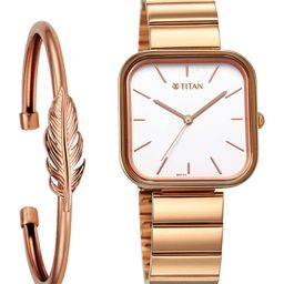 Titan Women Dial & Bracelet Style Straps Rectangular Analogue Watch 2715WM01F-image-20