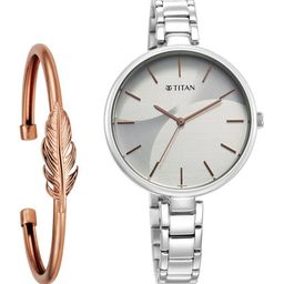 Titan Women Stainless Steel Bracelet Style Straps Analogue Watch 2714SM01F-image-22
