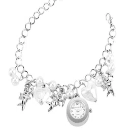 SKYLOFTS Girls Embellished Dial & Bracelet Style Straps Analogue Watch bracelet_white-17