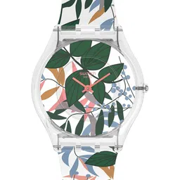 Swatch Unisex White Printed Dial & White Straps Analogue Watch-17