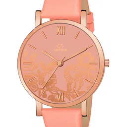 Septem Women Peach-Coloured Printed Dial & Orange Leather Straps Analogue Watch-image-39